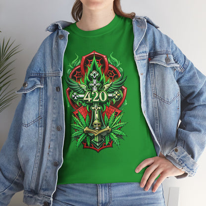 420 Cannabis Shield T-Shirt – Marijuana Leaf Stoner Graphic Tee