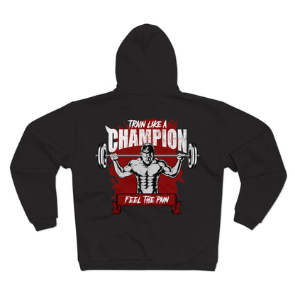 Champion Workout Zip Hoodie - Feel the Pain Fitness Sweatshirt