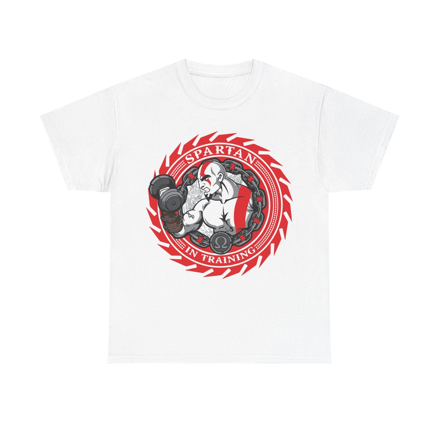 Spartan In Training Unisex Heavy Cotton Tee - Bold Fitness Shirt for Gym Enthusiasts White