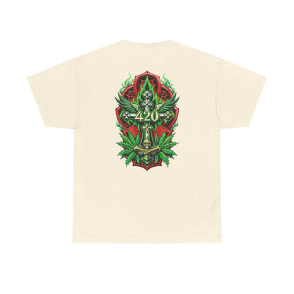 420 Cannabis Shield T-Shirt – Marijuana Leaf Stoner Graphic Tee