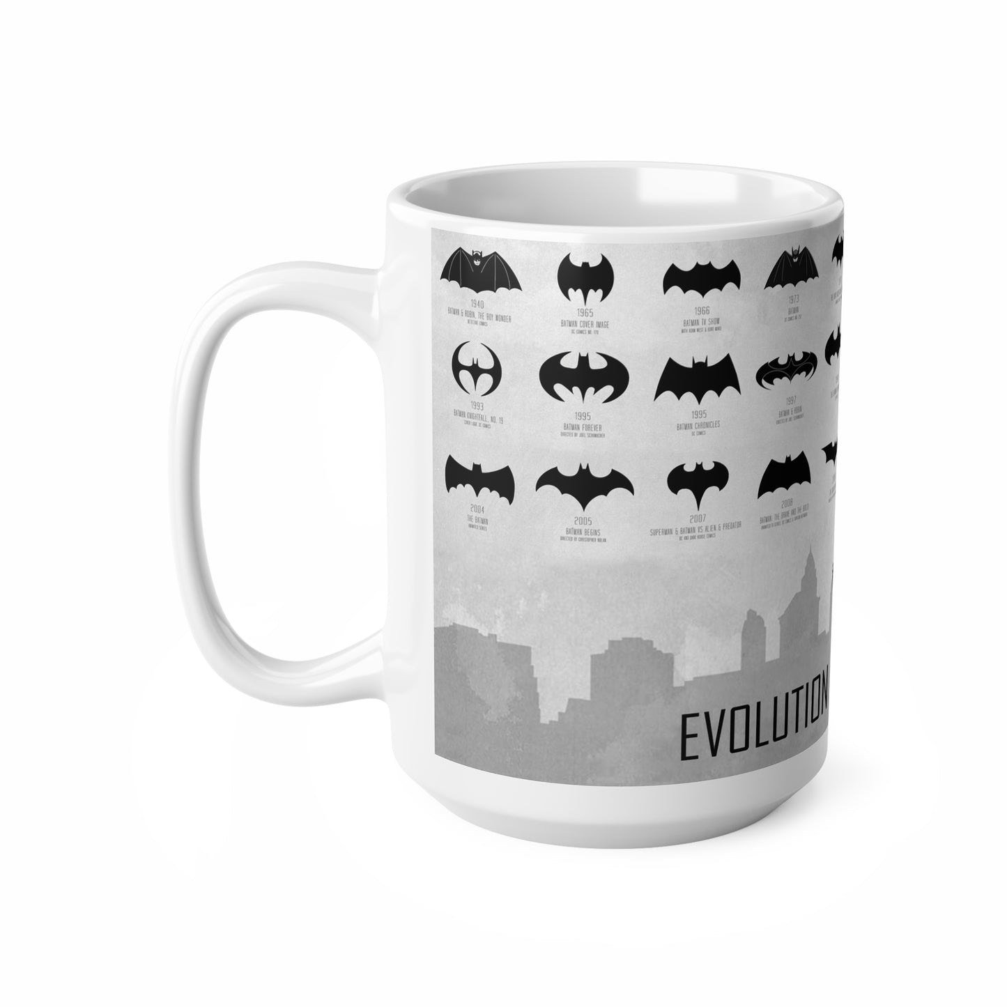 Batman Evolution Ceramic Coffee Cup - 11oz & 15oz, Perfect for Fans and Collectors