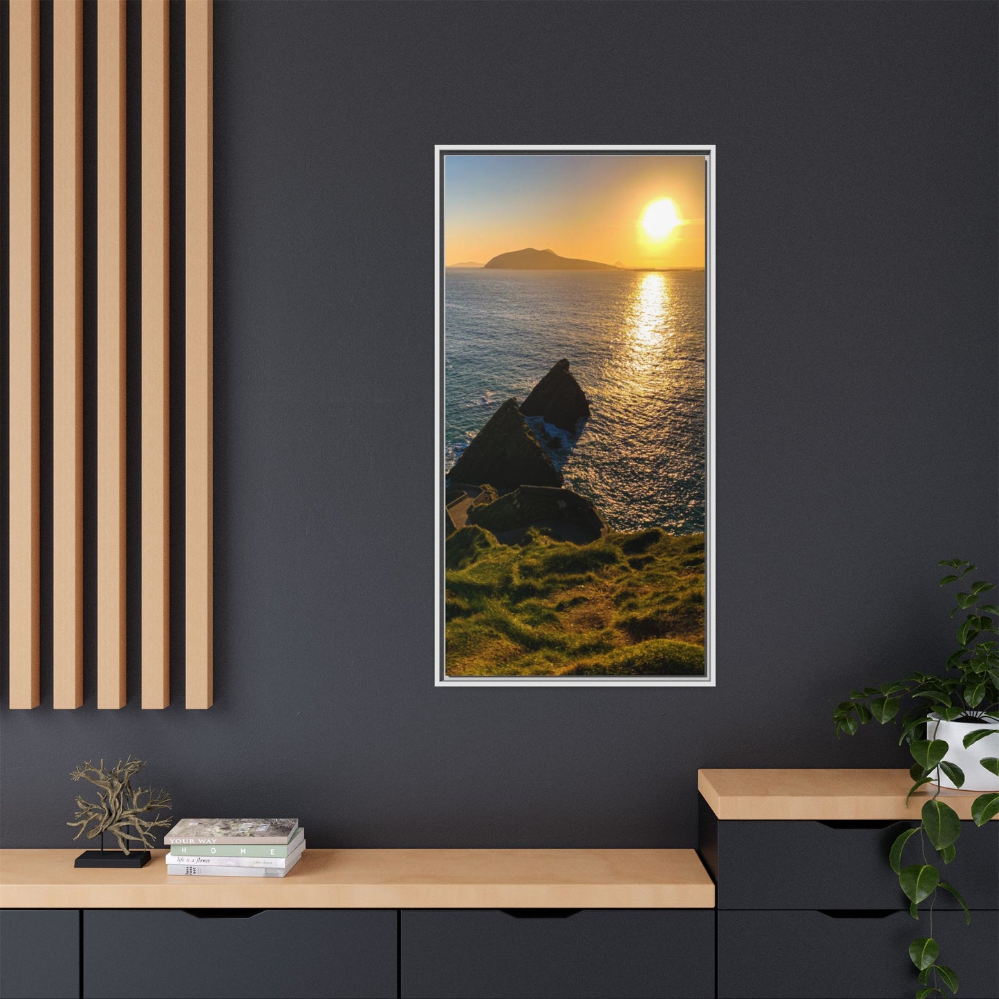 Dunquin Pier Sunset 2 Matte Canvas, Framed (Multi-color)