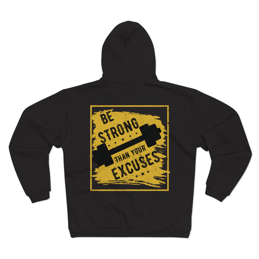 Motivational Unisex Hooded Zip Sweatshirt - 'Be Strong' Workout Hoodie