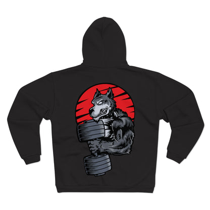 Gym Wolf Unisex Hooded Zip Sweatshirt - Bold Fitness Graphic Hoodie