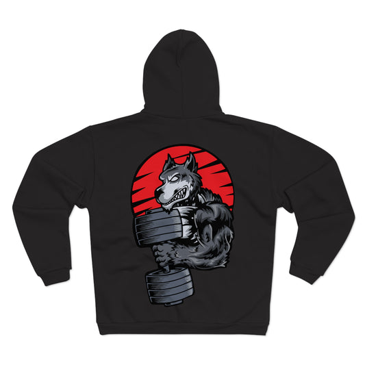 Gym Wolf Unisex Hooded Zip Sweatshirt - Bold Fitness Graphic Hoodie