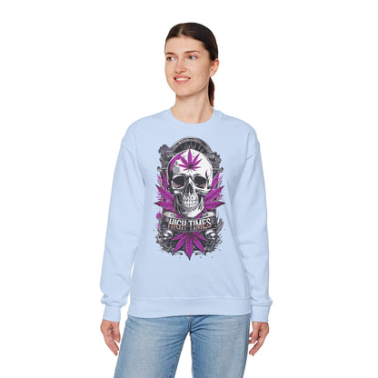 Skull & Purple Cannabis Leaf- "High Times" Graphic Sweatshirt