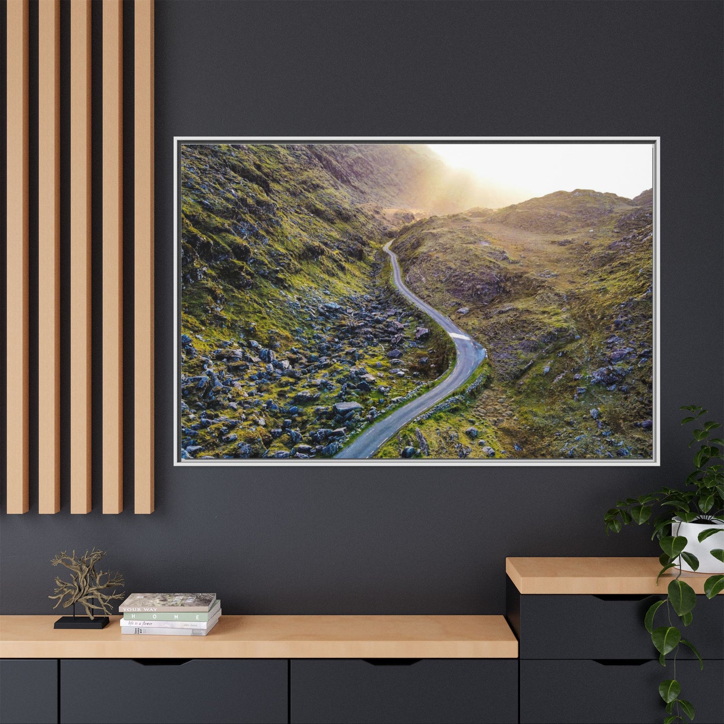 Valley Road Matte Canvas, Framed (Multi-color)