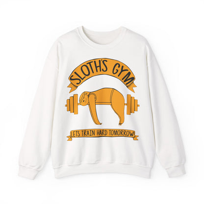 Sloth's Gym Unisex Crewneck Sweatshirt - Let's Train Hard Tomorrow White