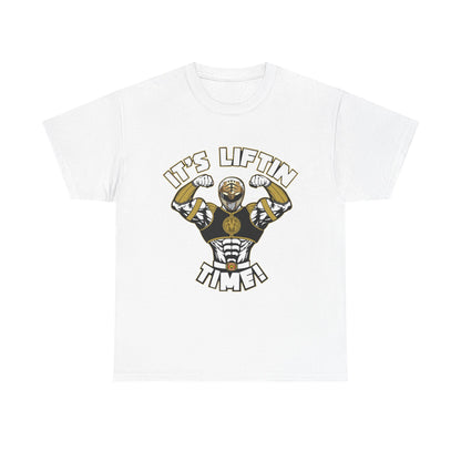 Motivational Fitness Tee - "It's Liftin' Time!" Unisex Heavy Cotton Shirt White