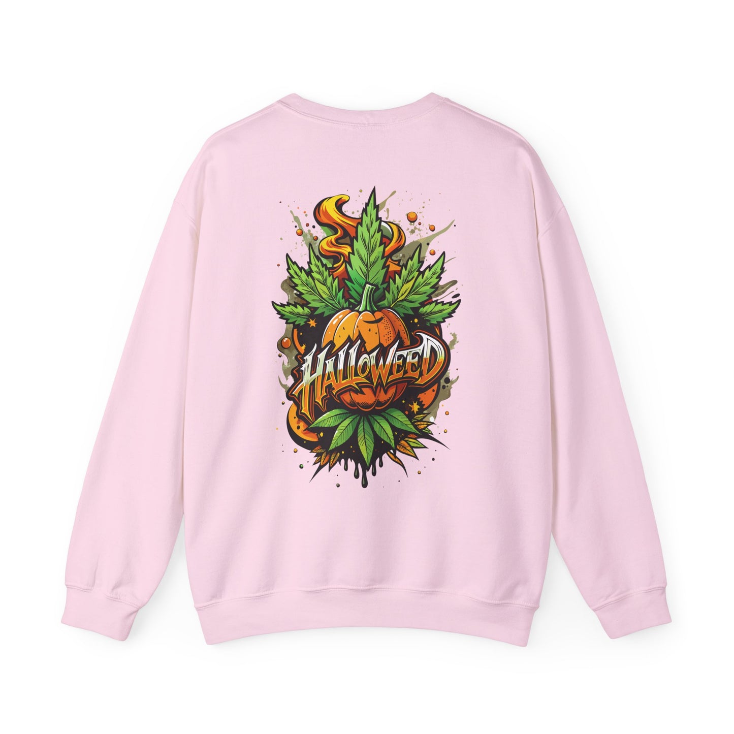 Halloween Pumpkin Graphic Sweatshirt — 'Halloween' Pumpkin & Leaves Illustration