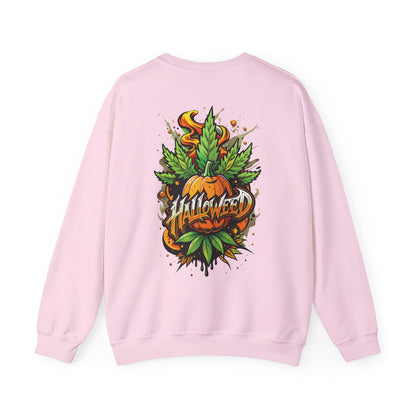 Halloween Pumpkin Graphic Sweatshirt — 'Halloween' Pumpkin & Leaves Illustration