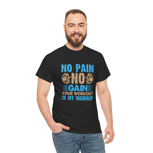 Unisex Heavy Cotton Tee - "No Pain, No Gain" Fitness Motivational Shirt