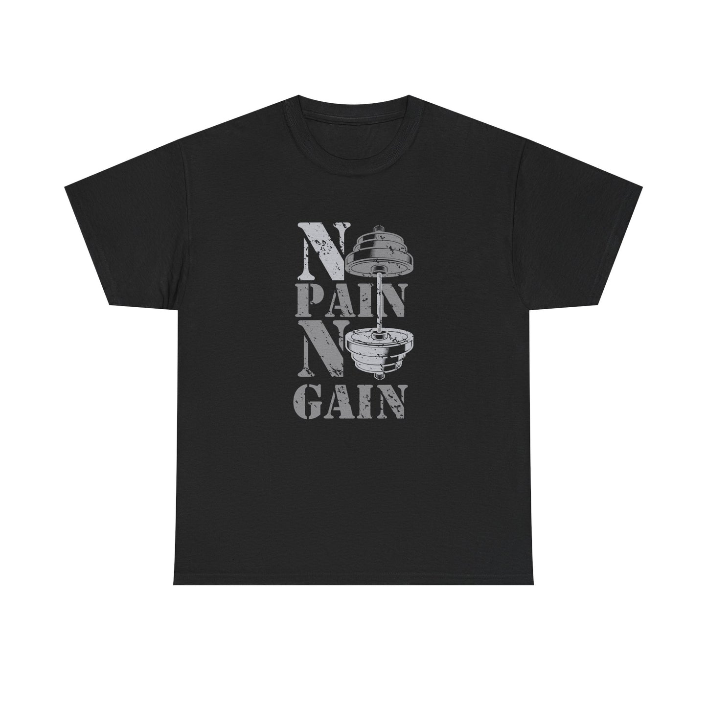 Unisex Heavy Cotton Tee - No Pain No Gain Fitness Shirt
