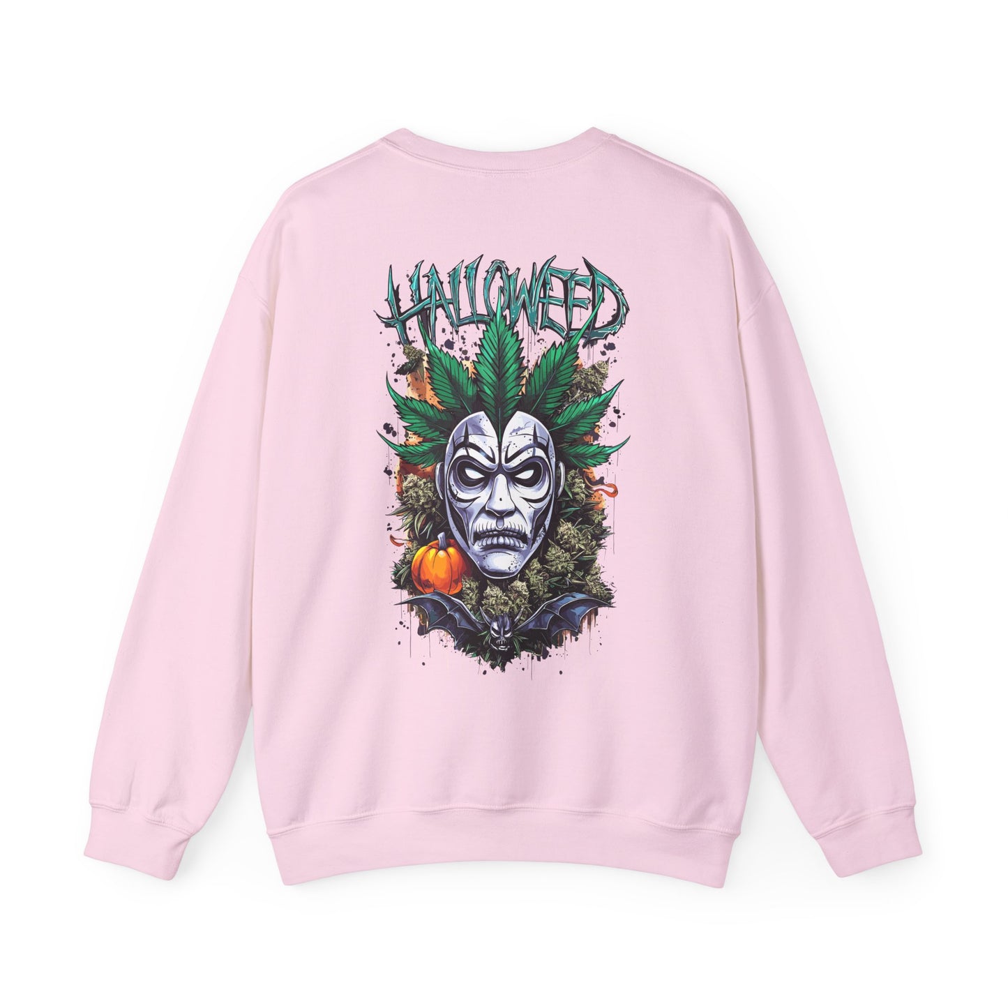 Hallowed Harvest — Halloween Mask & Pumpkin Graphic Sweatshirt
