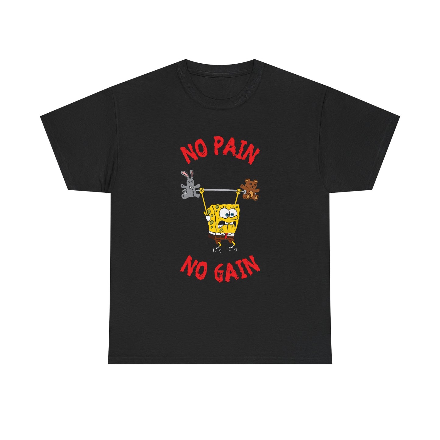 SpongeBob No Pain No Gain Black Unisex Heavy Cotton Tee