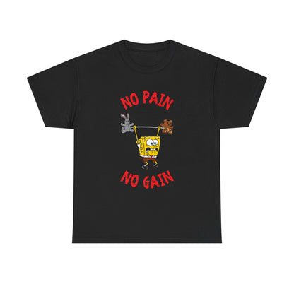 SpongeBob No Pain No Gain Black Unisex Heavy Cotton Tee