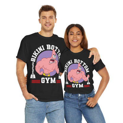 Bikini Bottom Gym Patrick Black Unisex Heavy Cotton Tee