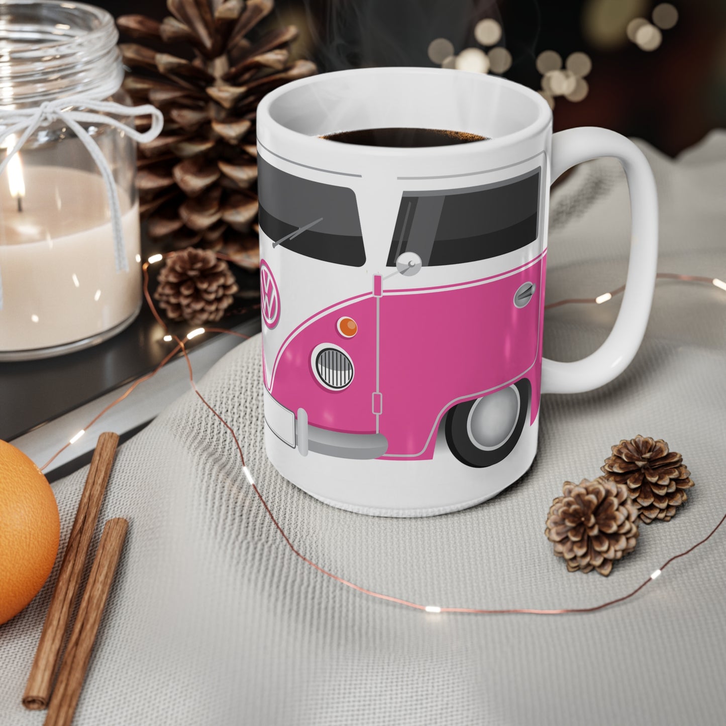 Vintage VW Bus Ceramic Coffee Mug - 11oz & 15oz - Perfect for Auto Enthusiasts Purple