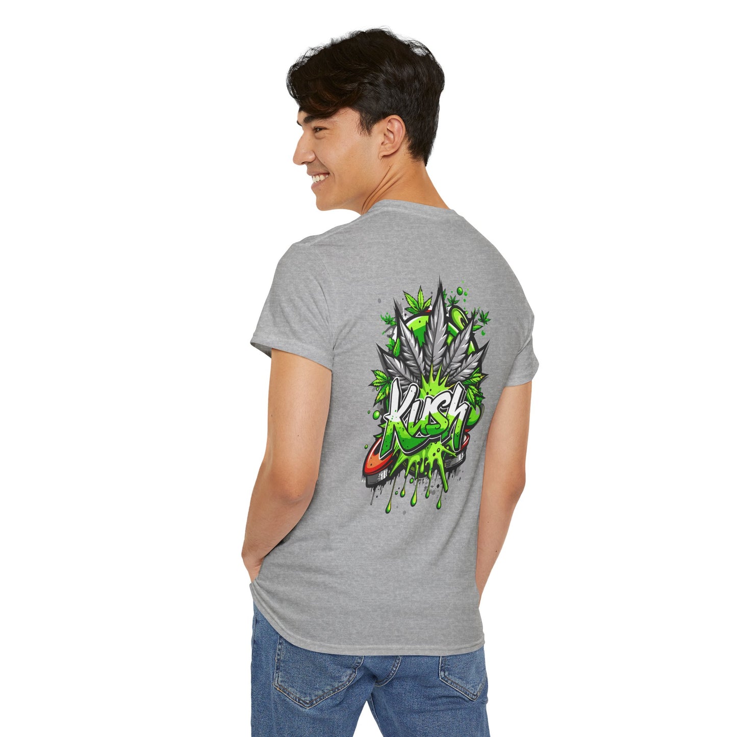 Kush Graffiti T-Shirt — Green Cannabis Leaf Street Art Tee