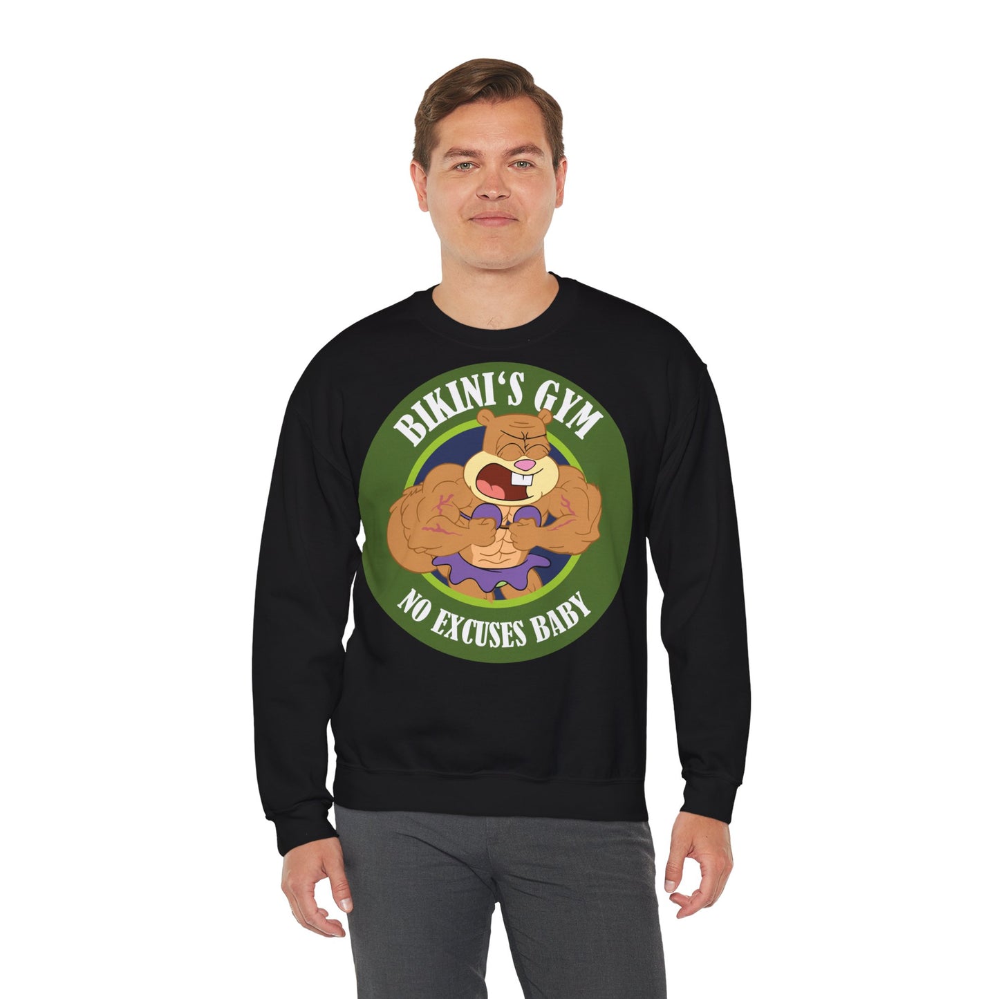 Bikini's Gym No Excuses Unisex Heavy Blend™ Crewneck Sweatshirt for Fitness Enthusiasts