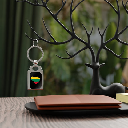 Rectangle Photo Keyring with Lithuanian Flag Design - Personalized Keychain for Travelers and Souvenir Lovers
