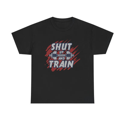 Motivational Workout Tee - 'Shut Up and Train' Unisex Heavy Cotton T-Shirt