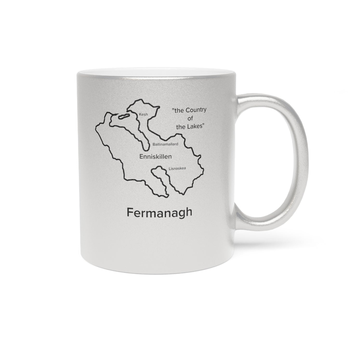 Fermanagh County Metallic Colour Mug - Silver/Gold - Perfect Gift for Coffee Lovers