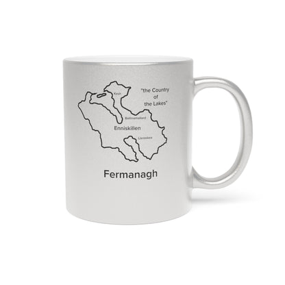 Fermanagh County Metallic Colour Mug - Silver/Gold - Perfect Gift for Coffee Lovers
