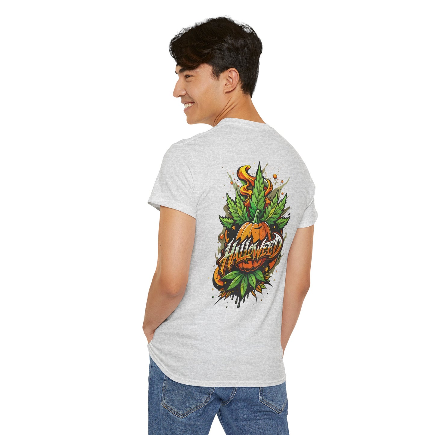 Hallowed Harvest Tee — Halloween Mask & Pumpkin Graphic T-Shirt
