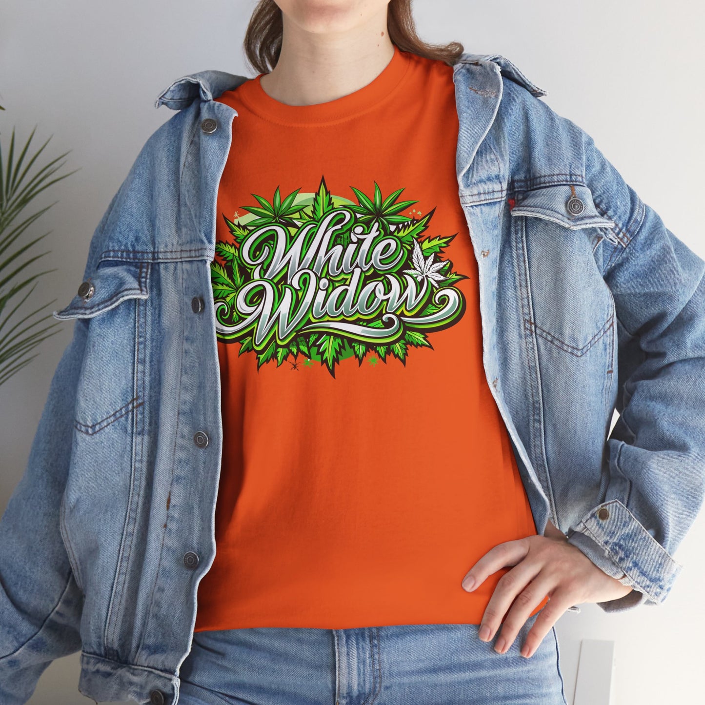 White Widow Graphic Tee — Cannabis Leaf Logo T-Shirt