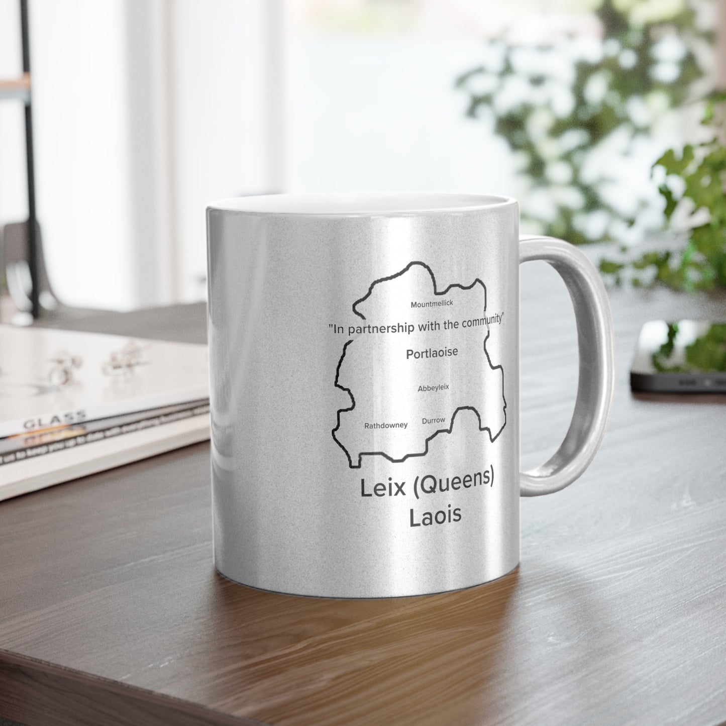 Laois County Metallic Colour Mug - Silver/Gold - Perfect Gift for Coffee Lovers