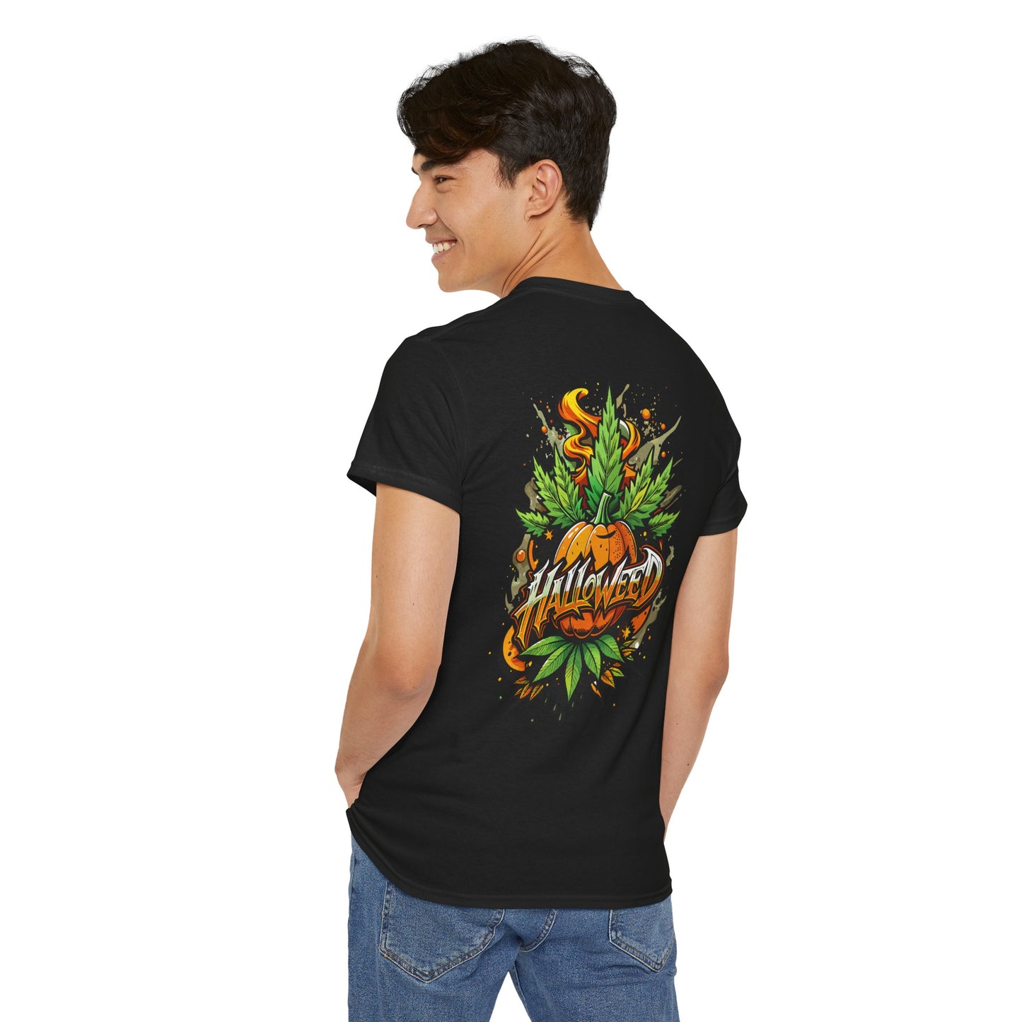 Hallowed Harvest Tee — Halloween Mask & Pumpkin Graphic T-Shirt