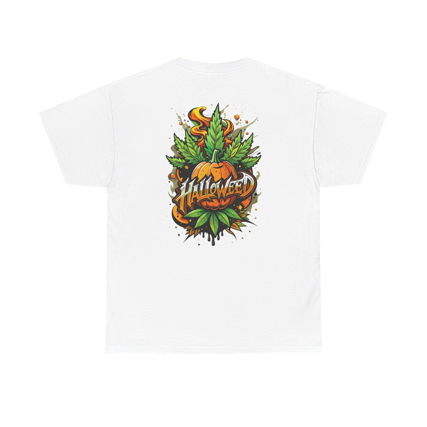 Hallowed Harvest Tee — Halloween Mask & Pumpkin Graphic T-Shirt