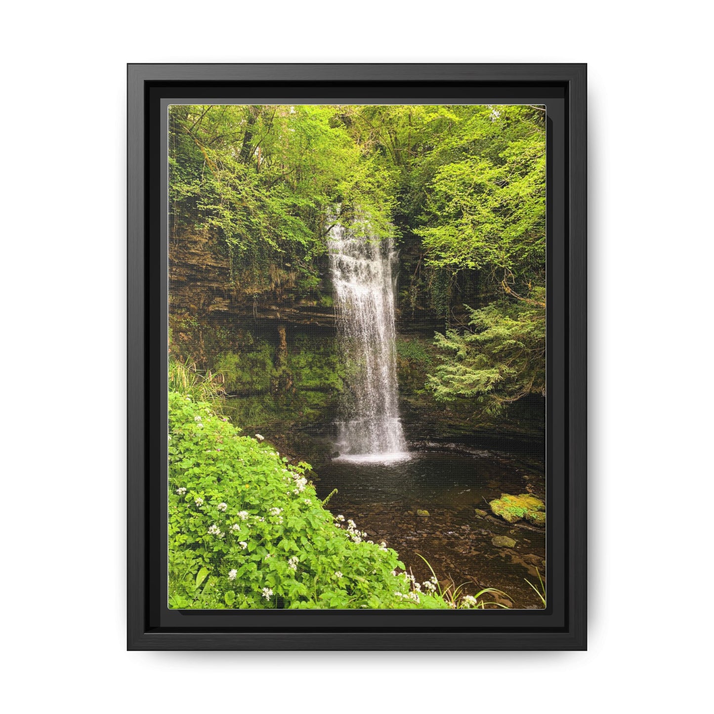 Glacer Waterfall Matte Canvas, Framed (Multi-color)