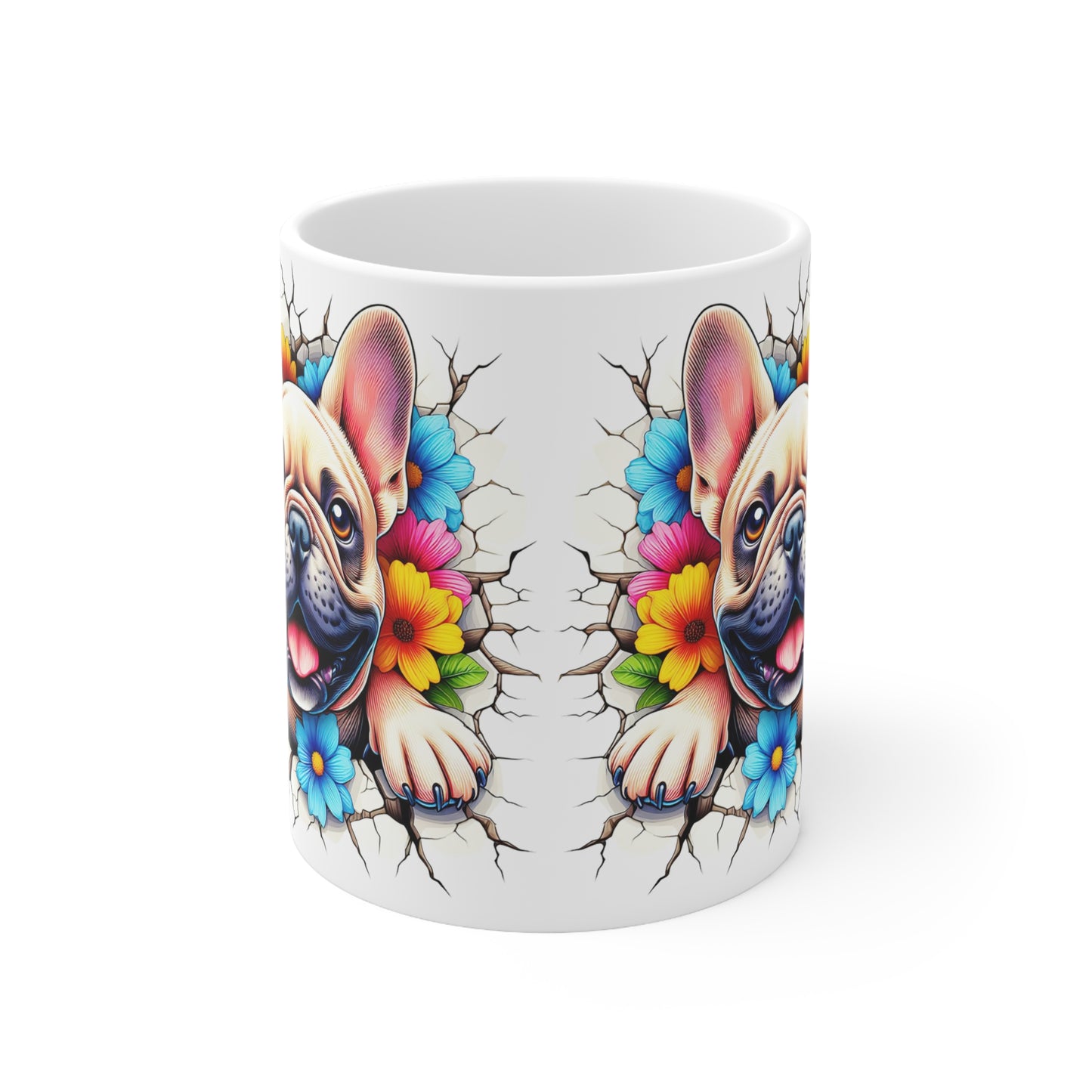 French Bulldog Floral Ceramic Coffee Cup – 11oz & 15oz