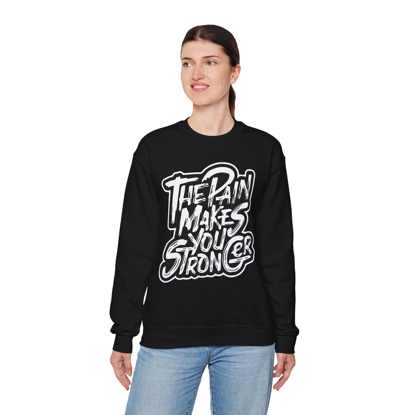 Motivational Crewneck Sweatshirt - "The Pain Makes You Stronger"