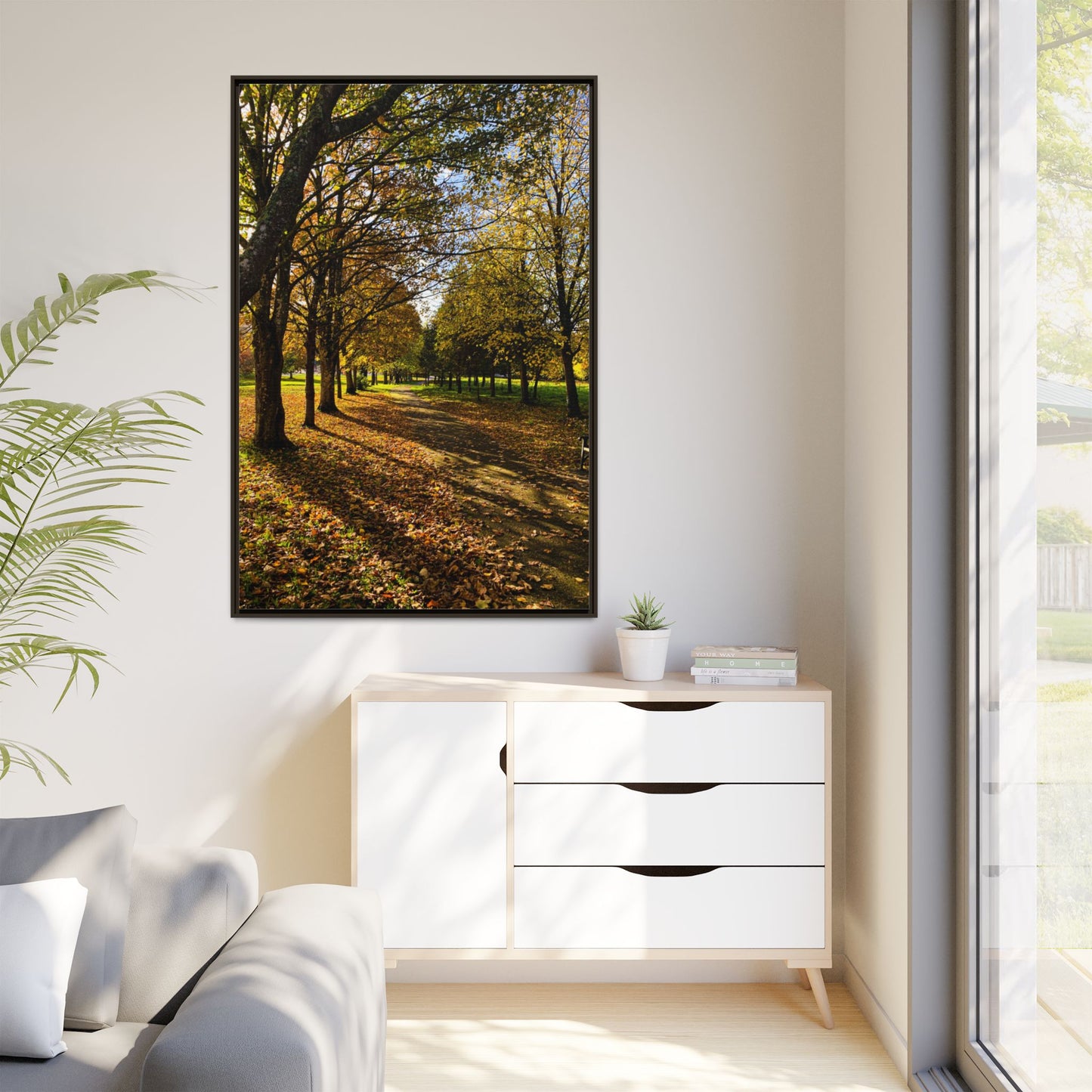 Listowel town Park Autumn Matte Canvas, Framed (Multi-color)