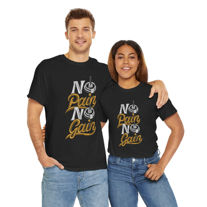 Motivational Workout Tee - 'No Pain No Gain' Unisex Heavy Cotton T-Shirt