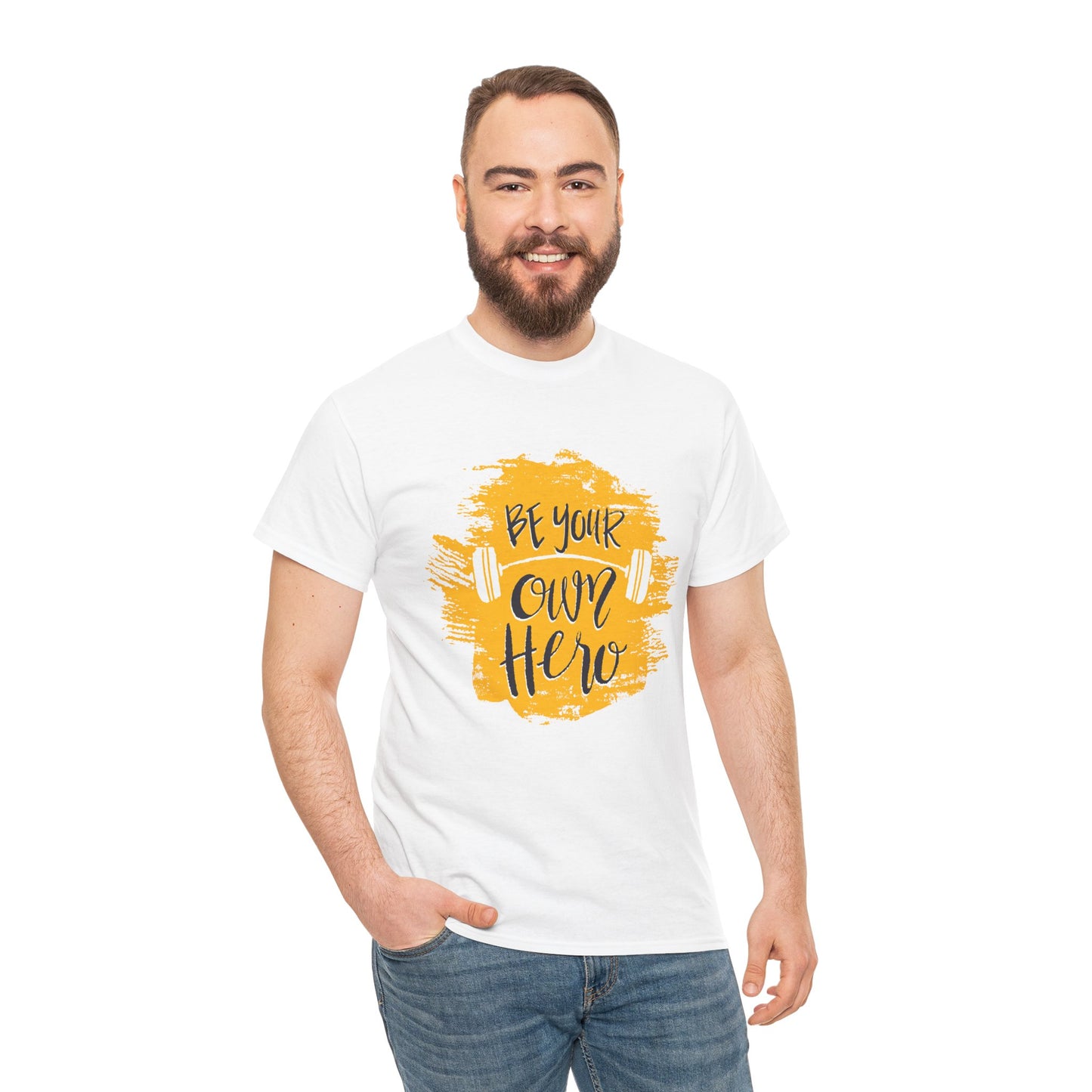 Be Your Own Hero Unisex Heavy Cotton Tee - Motivational Fitness Shirt