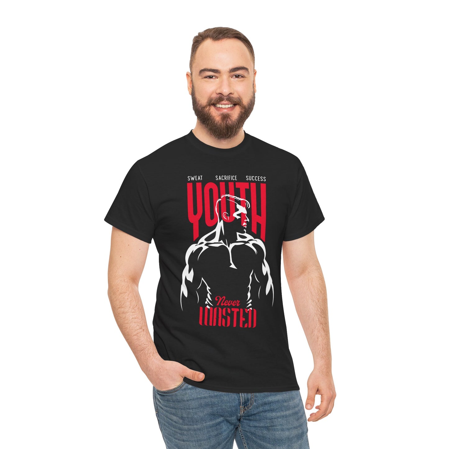 Youth Motivational Tee — "Sweat Sacrifice Success" Gym Workout T-Shirt
