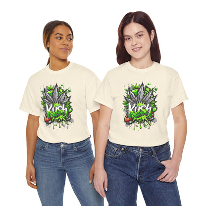 Kush Graffiti T-Shirt — Green Cannabis Leaf Street Art Tee