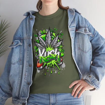 Kush Graffiti T-Shirt — Green Cannabis Leaf Street Art Tee