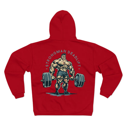 Strongman Deadlift Unisex Hooded Zip Sweatshirt for Fitness Enthusiasts