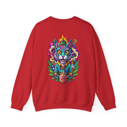 Psychedelic Flame Cat Graphic Sweatshirt — Colorful Trippy Cat Design