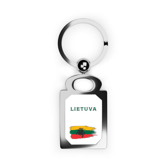 Custom Rectangle Photo Keyring - Personalized Keychain with Lietuva Design