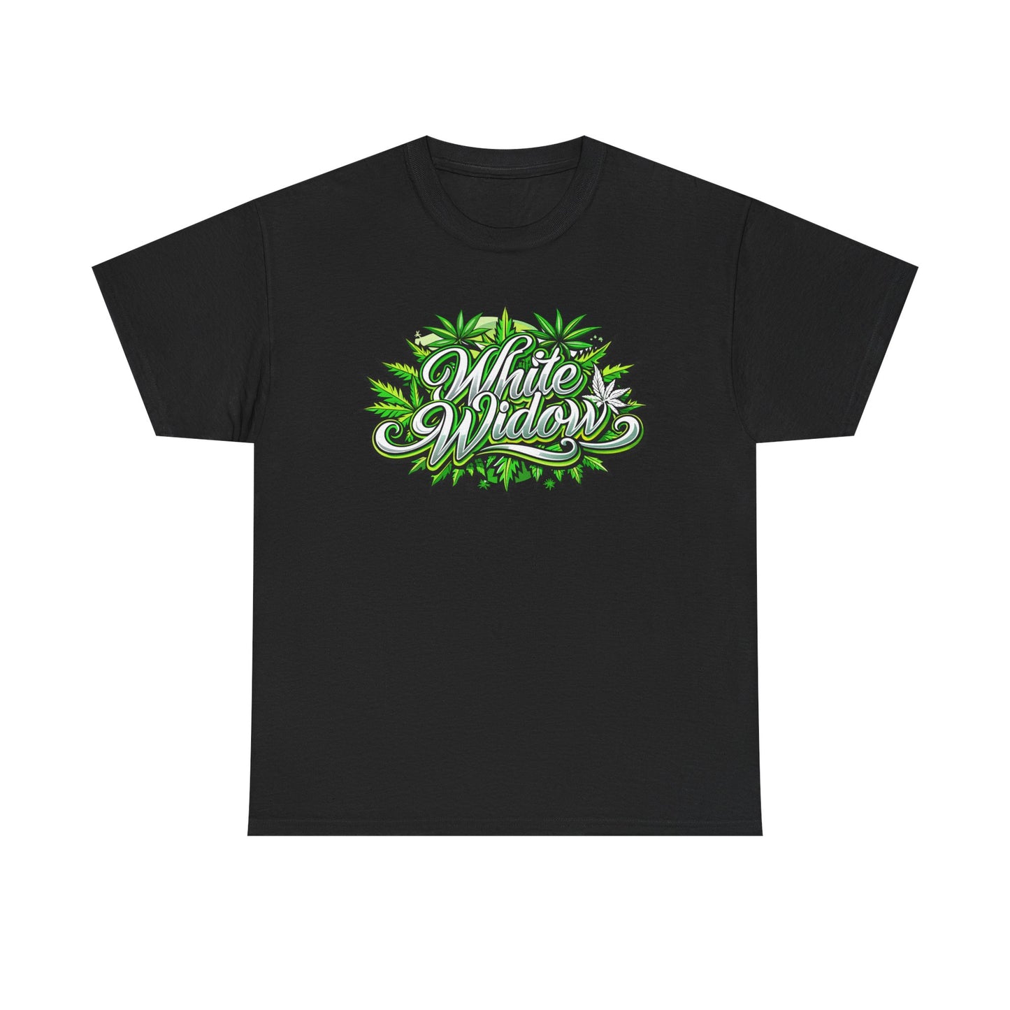 White Widow Graphic Tee — Cannabis Leaf Logo T-Shirt