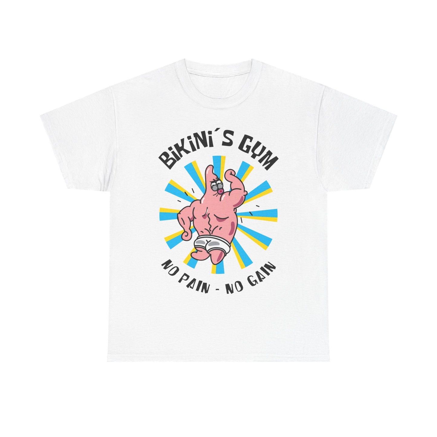 Bikini Bottom Gym Patrick Back White Unisex Heavy Cotton Tee
