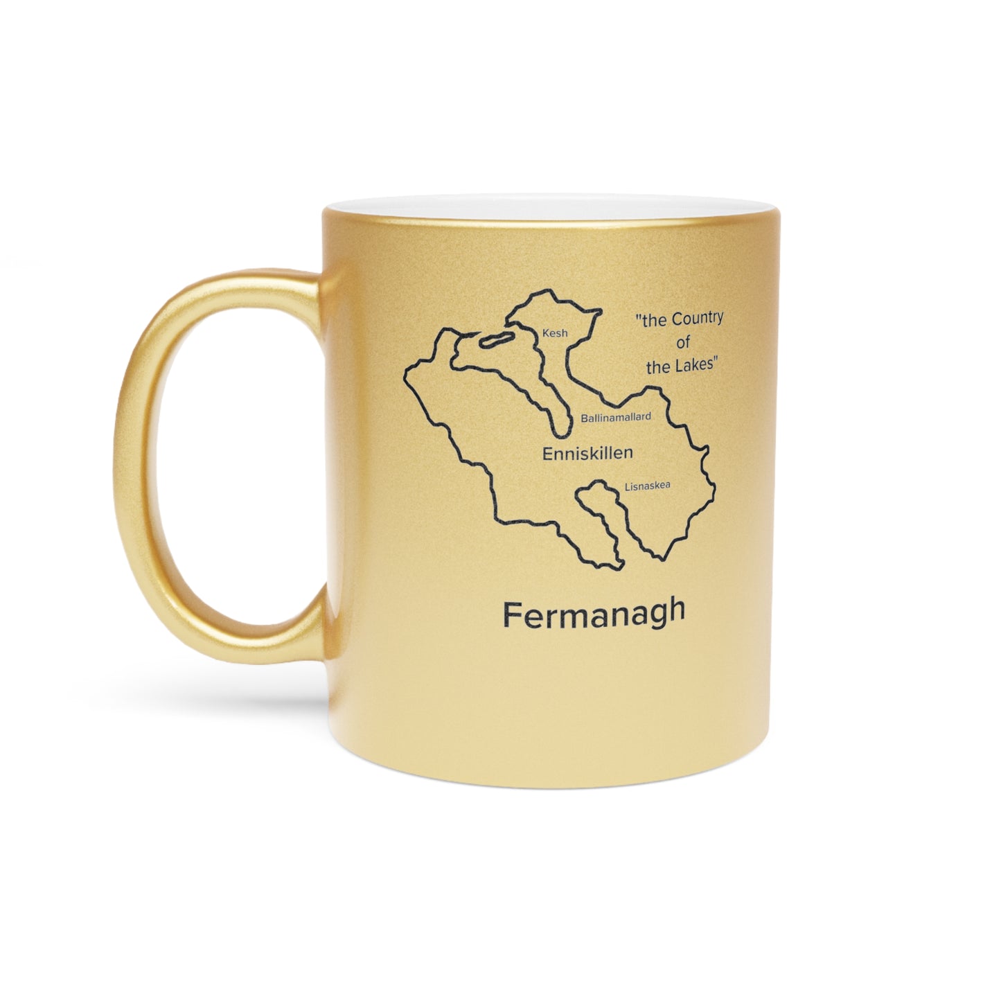 Fermanagh County Metallic Colour Mug - Silver/Gold - Perfect Gift for Coffee Lovers