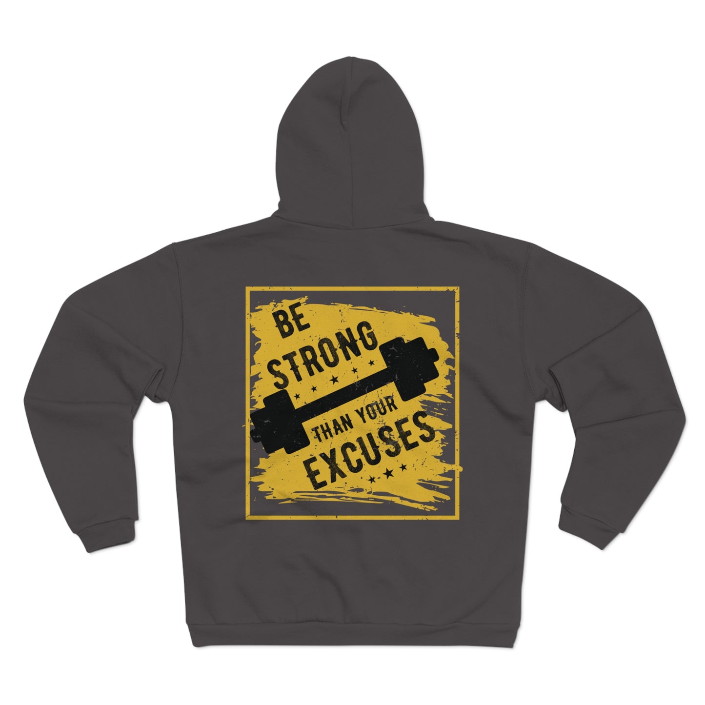 Motivational Unisex Hooded Zip Sweatshirt - 'Be Strong' Workout Hoodie