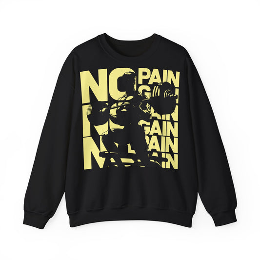 Motivational Gym Unisex Heavy Blend™ Crewneck Sweatshirt - 'No Pain No Gain' - Unisex Fitness Sweatshirt